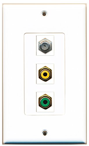RiteAV 1 Port RCA Yellow 1 Port RCA Green 1 Port Coax Cable TV- F-Type Wall Plate OVERSIZED