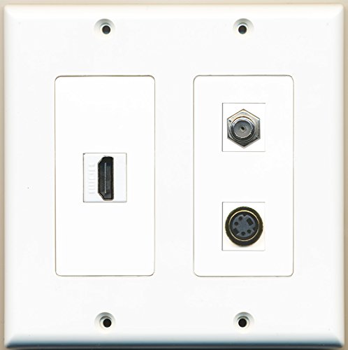 RiteAV - 1 Port HDMI 1 Port Coax Cable TV- F-Type 1 Port S-Video - 2 Gang Wall Plate