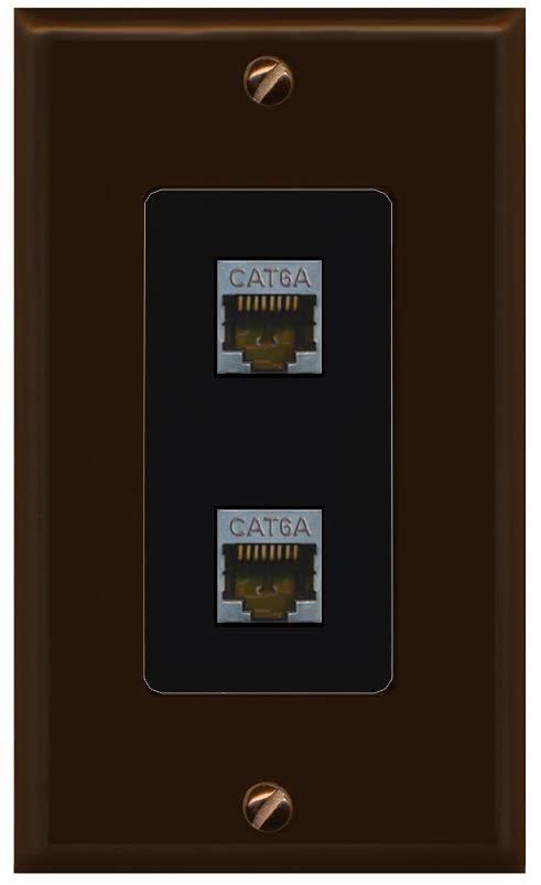 RiteAV 2 Port Cat6A Wall Plate - 1 Gang [Brown/Black]