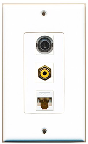 RiteAV 1 Port RCA Yellow 1 Port 3.5mm 1 Port Cat6 Ethernet White Wall Plate OVERSIZED