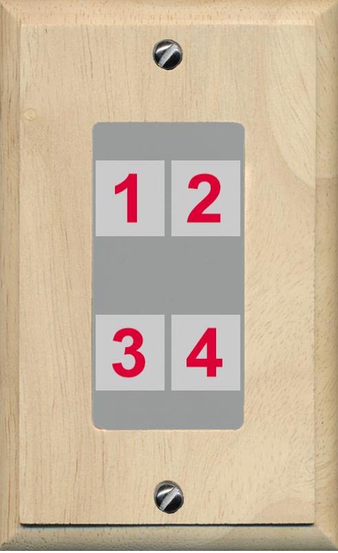 RiteAV Custom 4 Port Custom Wall Plate - 1 Gang [Wood/Gray]