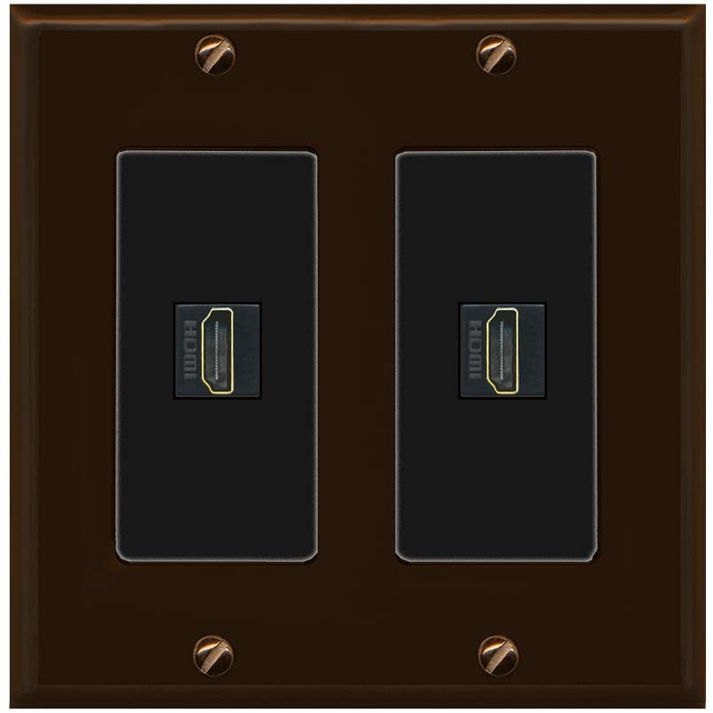 RiteAV HDMI Wall Plate 2 Port - 2 Gang [Brown/Black]