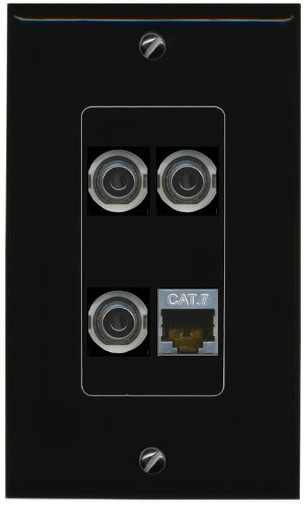 RiteAV 3 3.5mm CAT7 Wall Plate Decorative [Black]