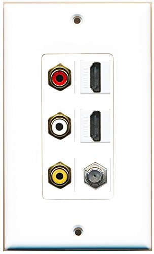 RiteAV 2 HDMI White Coax RCA Composite Wall Plate OVERSIZED White