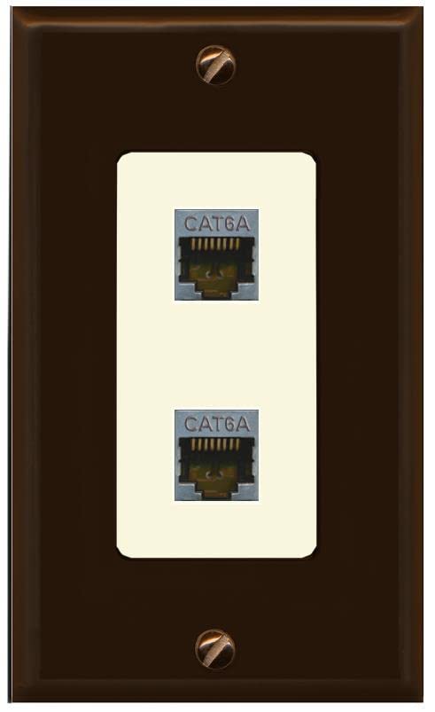 RiteAV 2 Port Cat6A Wall Plate - 1 Gang [Brown/Light-Almond]