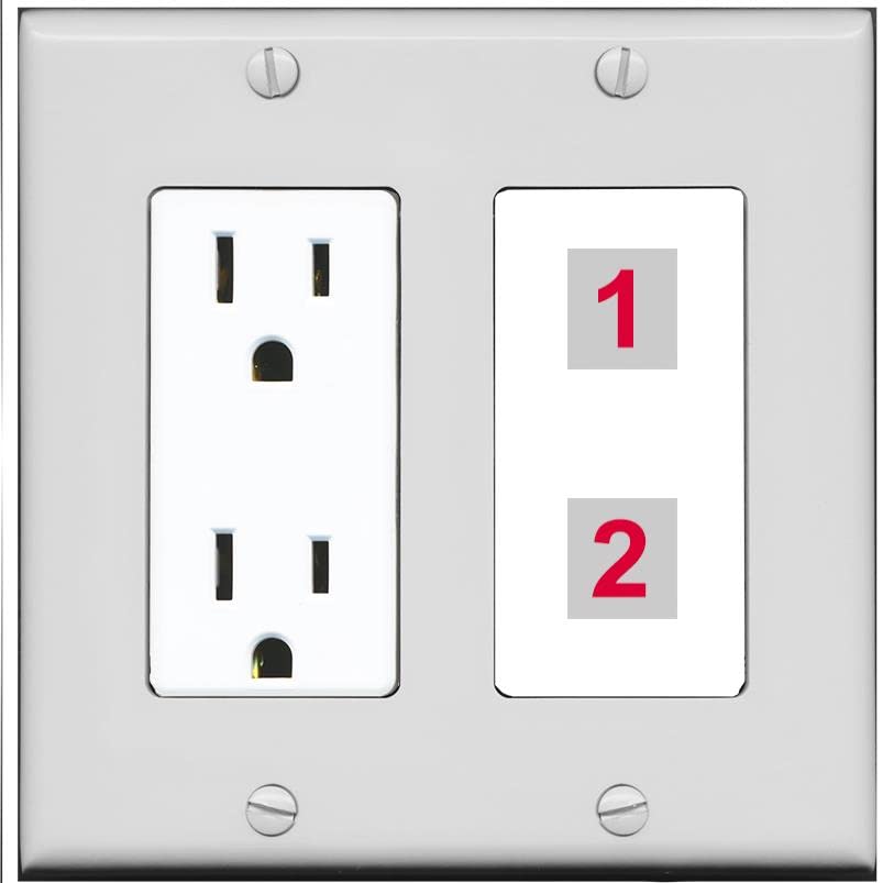 RiteAV Custom Wall Plate 2 Port - Outlet [Gray/White]