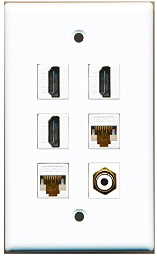 RiteAV - 3 HDMI 1 Port RCA White 2 Port Cat6 Ethernet White Wall Plate