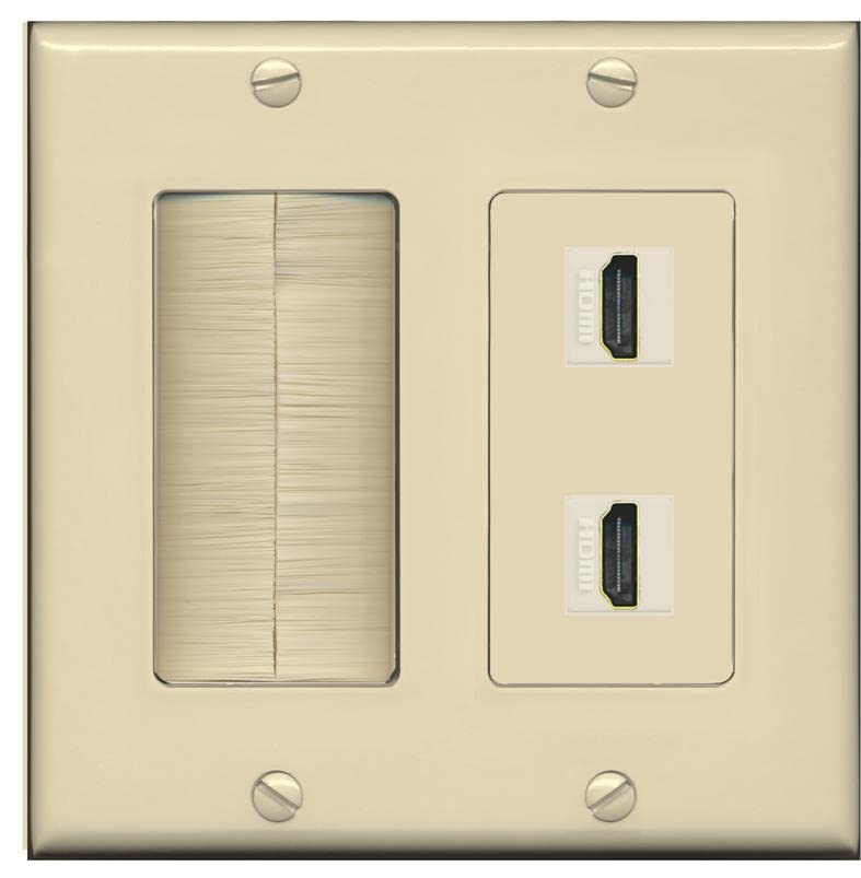 RiteAV HDMI Wall Plate 2 Port - Brush [Ivory/Ivory]