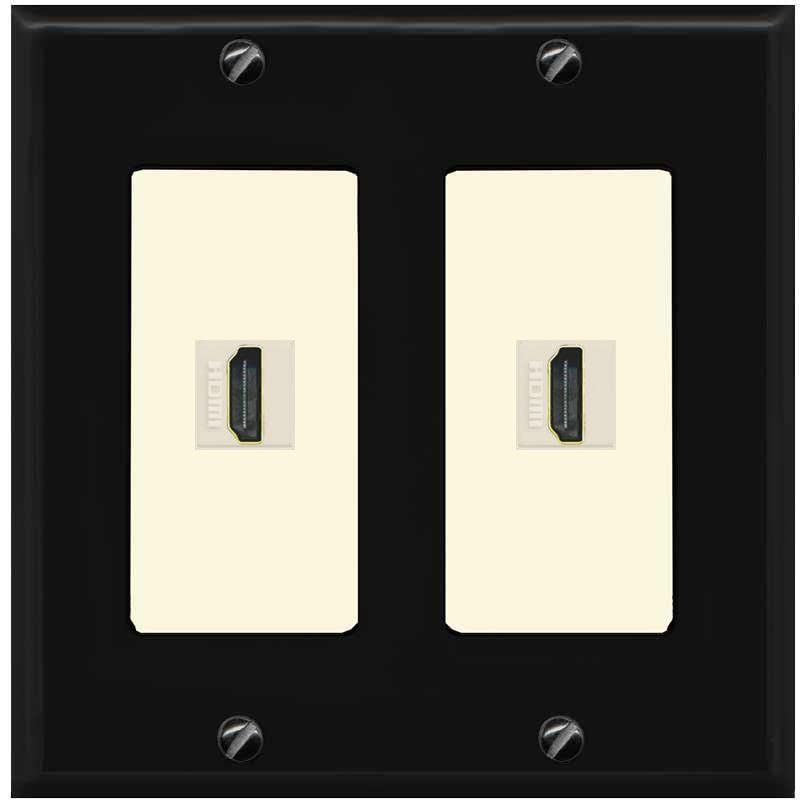 RiteAV HDMI Wall Plate 2 Port - 2 Gang [Black/Light-Almond]