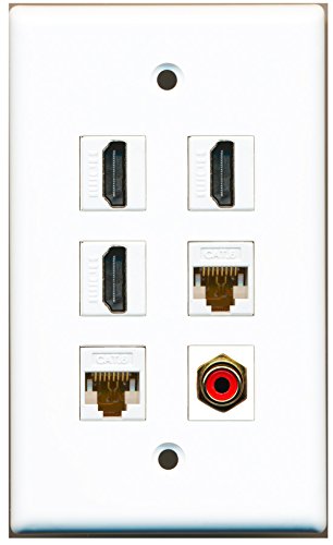 RiteAV - 3 HDMI 1 Port RCA Red 2 Port Cat6 Ethernet White Wall Plate