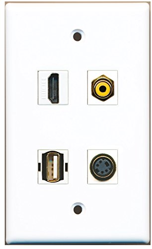 RiteAV - 1 Port HDMI 1 Port RCA Yellow 1 Port USB A-A 1 Port S-Video Wall Plate