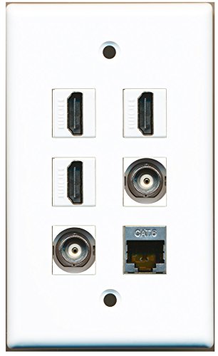 RiteAV - 3 HDMI 1 Port Shielded Cat6 Ethernet 2 Port BNC Wall Plate