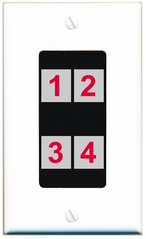 RiteAV Custom 4 Port Custom Wall Plate - 1 Gang [White/Black]