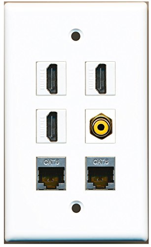 RiteAV - 3 HDMI 1 Port RCA Yellow 2 Port Shielded Cat6 Ethernet Wall Plate