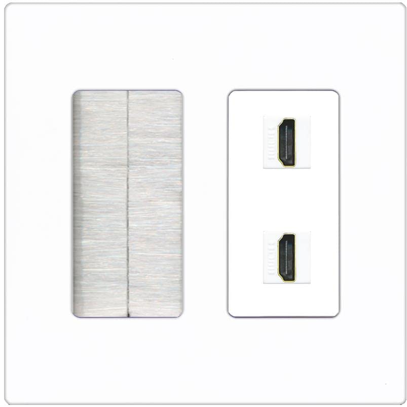 RiteAV HDMI Wall Plate 2 Port - Brush [Screwless White]