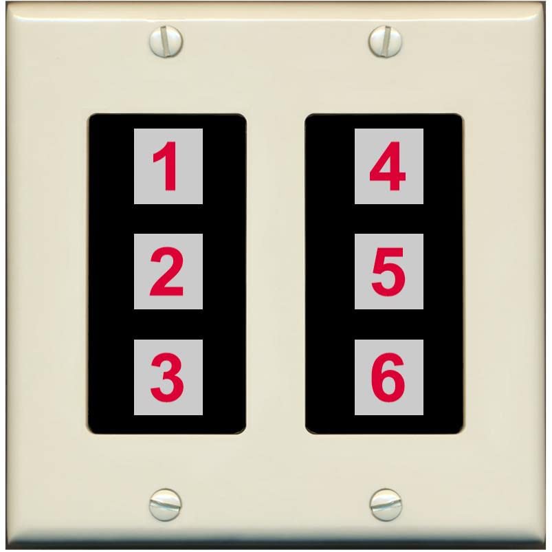 RiteAV 6 Port Custom Wall Plate - 2 Gang [Light-Almond/Black]