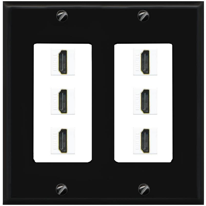 RiteAV HDMI Wall Plate 6 Port - 2 Gang [Black/White]