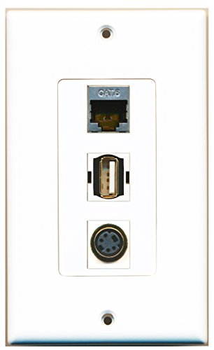 RiteAV 1 Port USB A-A 1 Port S-Video 1 Port Shielded Cat6 Ethernet Wall Plate OVERSIZED