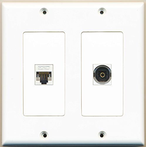 RiteAV - 1 Port Coax Cable TV- F-Type 1 Port Phone RJ11 RJ12 Beige - Dual Gang Wall Plate
