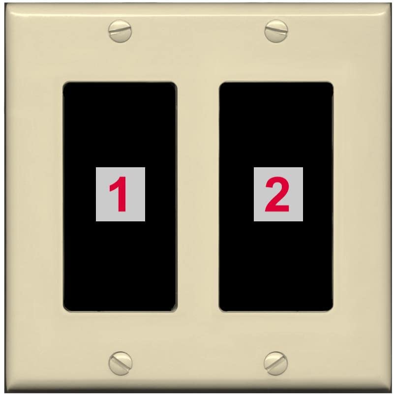 RiteAV Custom Wall Plate 2 Port - 2 Gang [Ivory/Black]