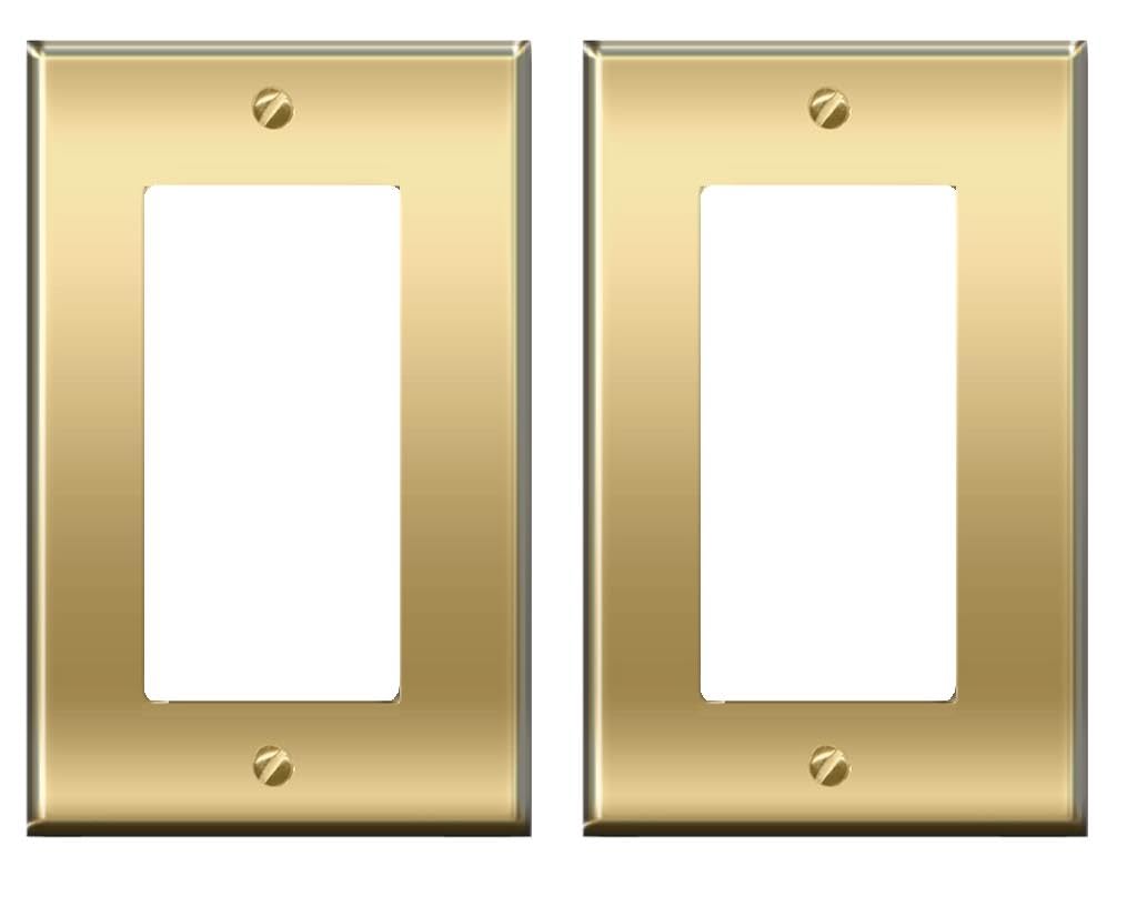 RiteAV Decorative Wall Plate 2 Pack Switch Plate Outlet Cover [1 Gang Brass]