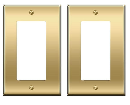 RiteAV Decorative Wall Plate 2 Pack Switch Plate Outlet Cover [1 Gang Brass]