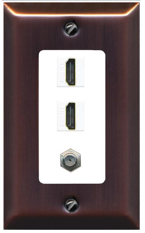 COAX 2 HDMI Wall Plate-1 Gang Brushed-Copper/White