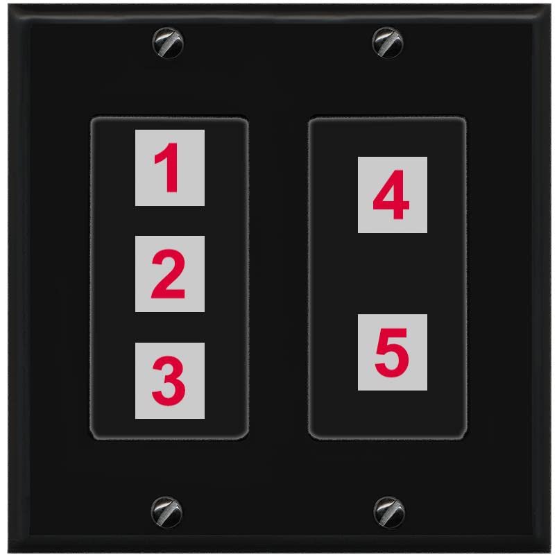 RiteAV Custom Wall Plate 5 Port - 2 Gang [Black/Black]