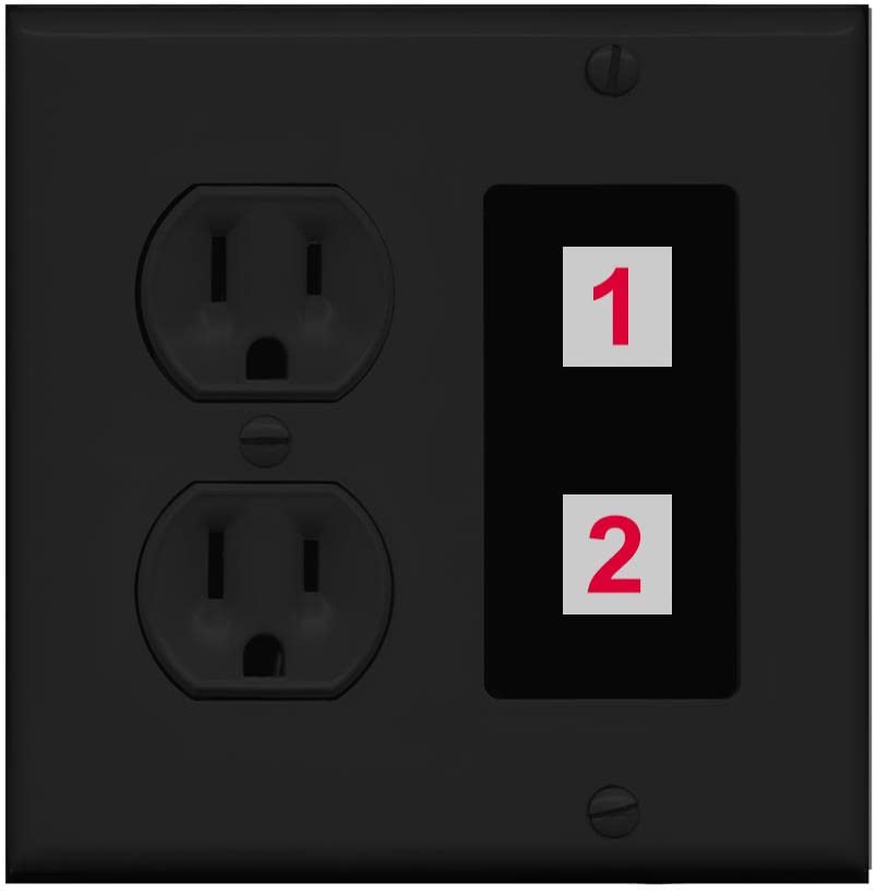 RiteAV Custom Wall Plate 2 Port - Round Outlet [Black/Black]