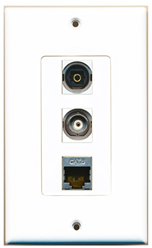 RiteAV 1 Port Shielded Cat6 Ethernet 1 Port Toslink 1 Port BNC Wall Plate OVERSIZED