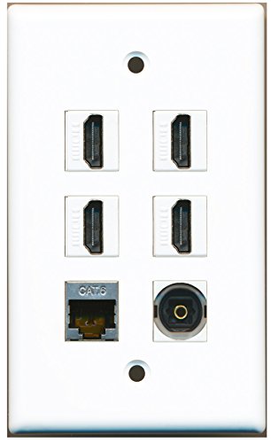 RiteAV - 4 HDMI 1 Port Shielded Cat6 Ethernet 1 Port Toslink Wall Plate