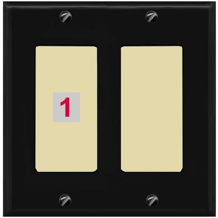 RiteAV Custom Wall Plate 1 Port - 2 Gang [Black/Ivory]