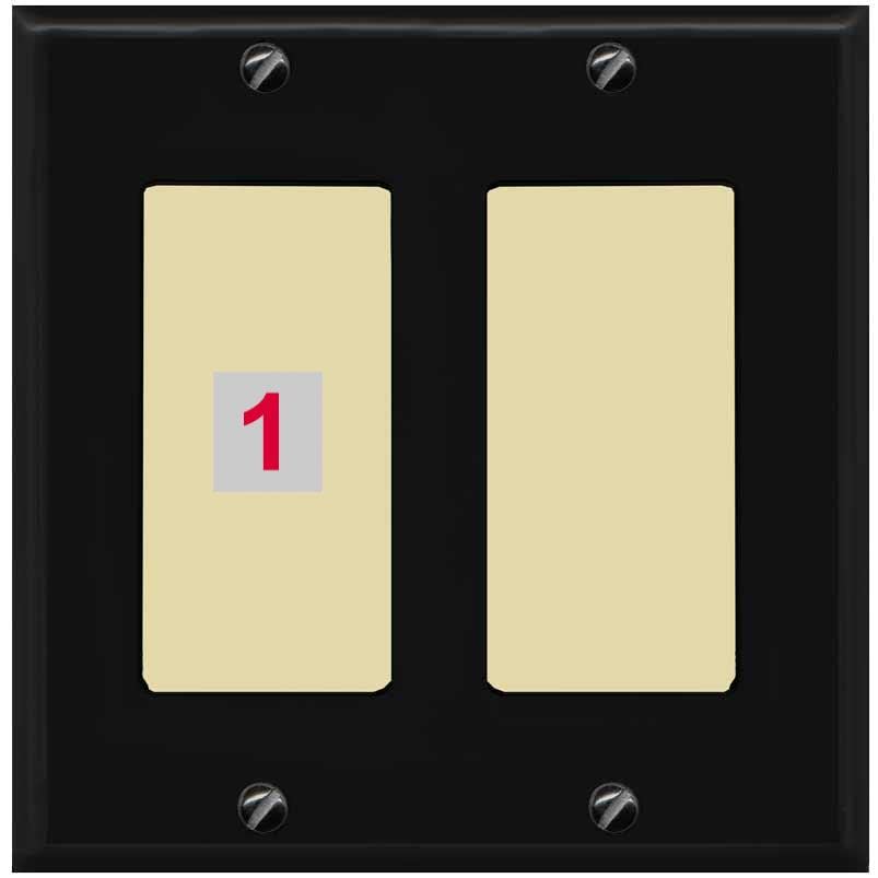 RiteAV Custom Wall Plate 1 Port - 2 Gang [Black/Ivory]