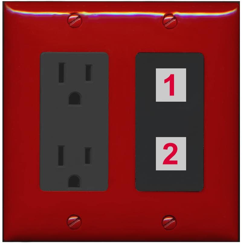 RiteAV Custom Wall Plate 2 Port - Outlet [Red/Black]