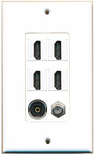 RiteAV 4 Port HDMI 1 Coax Cable TV- F-Type 1 Toslink Wall Plate OVERSIZED