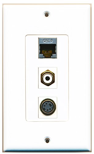 RiteAV 1 Port RCA White 1 Port S-Video 1 Port Shielded Cat6 Ethernet Wall Plate OVERSIZED