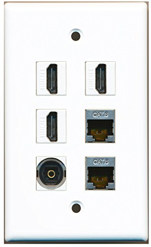 RiteAV - 3 HDMI 2 Port Shielded Cat6 Ethernet 1 Port Toslink Wall Plate