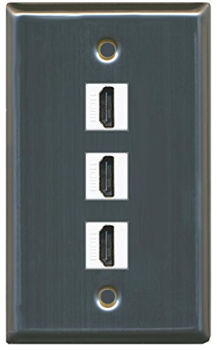 RiteAV (1 Gang Flat 3 HDMI Wall Plate Stainless Steel