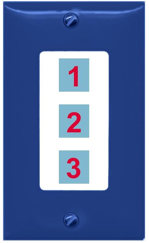 RiteAV Custom Wall Plate 3 port - 1 Gang Decorative [Navy/White]