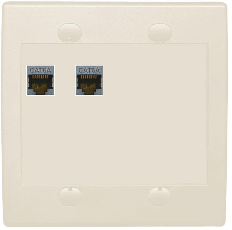 RiteAV 2 Port Cat6A Wall Plate - Flat 2 Gang [Light Almond]