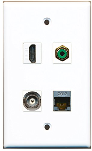 RiteAV - 1 Port HDMI 1 Port RCA Green 1 Port Shielded Cat6 Ethernet 1 Port BNC Wall Plate
