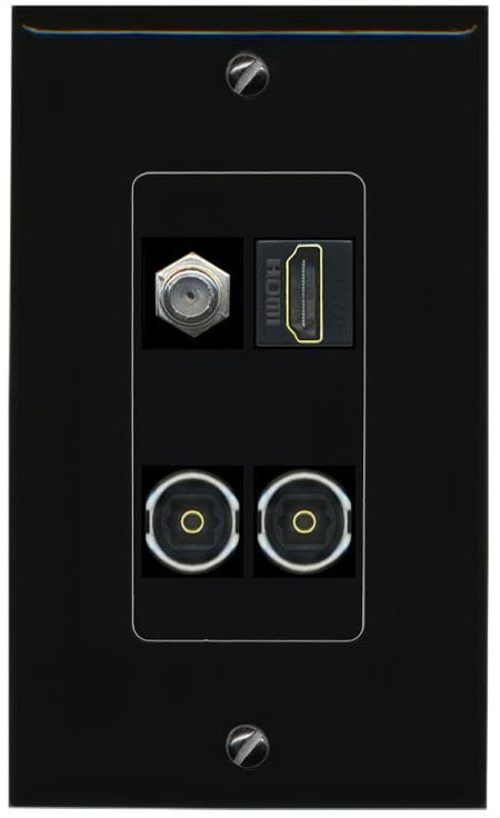 RiteAV COAX HDMI 2 TOSLINK Wall Plate Decorative [Black]