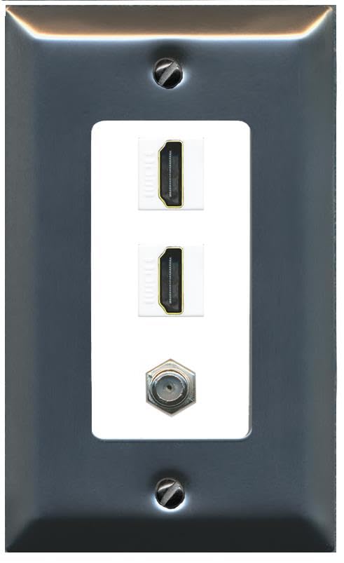 COAX 2 HDMI Wall Plate-1 Gang Stainless/White