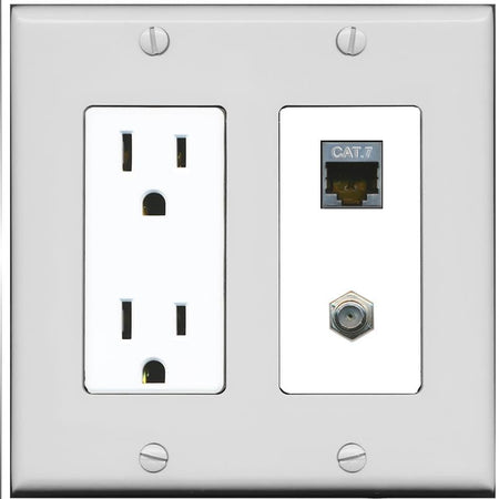 RiteAV Coax and Cat7 Wall Plate - Outlet [Gray/White]