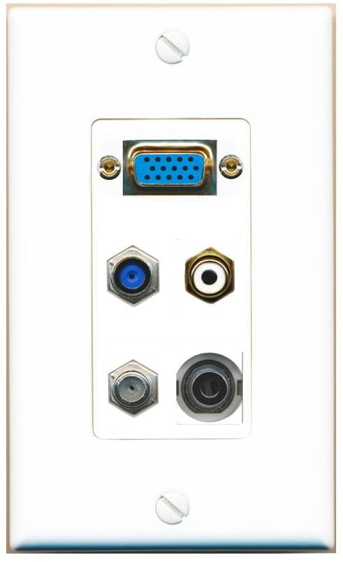 RiteAV SVGA + 3.5mm COAX F81 RCA-WHITE Wall Plate [White]