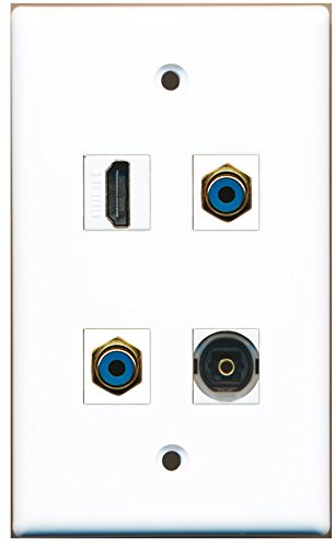 RiteAV - 1 Port HDMI 2 Port RCA Blue 1 Port Toslink Wall Plate