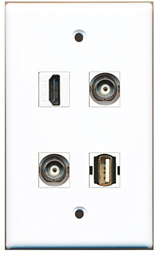RiteAV - 1 Port HDMI 1 Port USB A-A 2 Port BNC Wall Plate