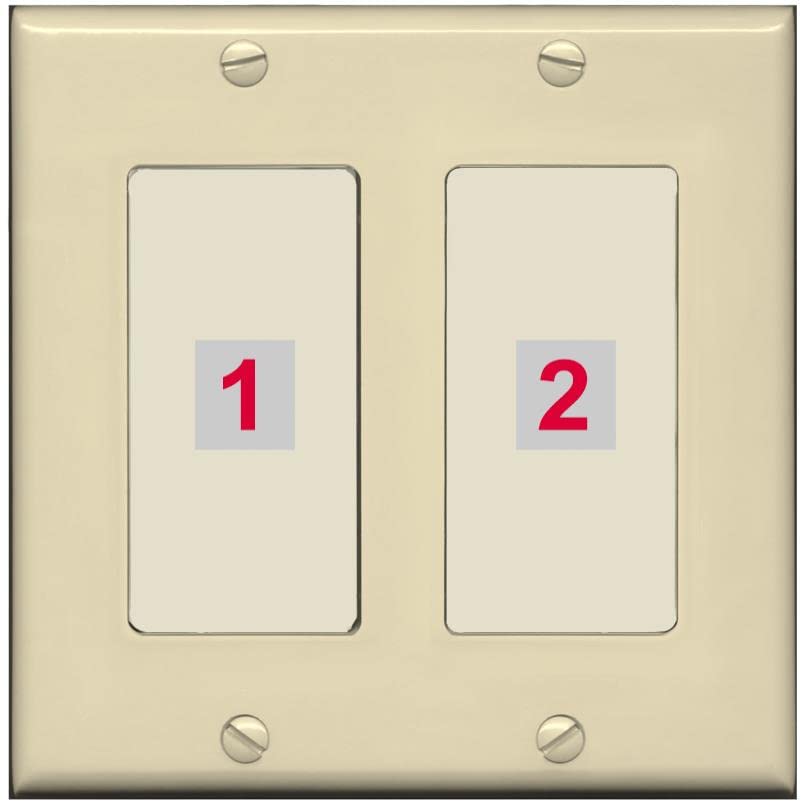 RiteAV Custom Wall Plate 2 Port - 2 Gang [Ivory/Light-Almond]