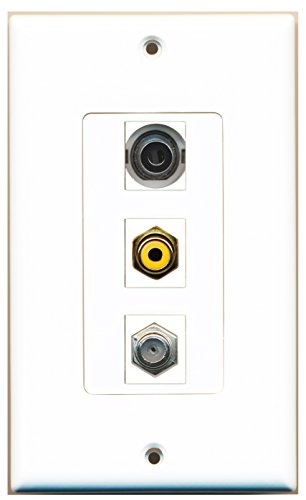 RiteAV 1 Port RCA Yellow 1 Port Coax Cable TV- F-Type 1 Port 3.5mm Wall Plate Oversized