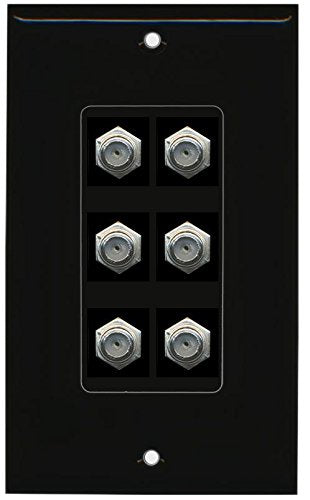 RiteAV (1 Gang Decorative 6 Coax Black Wall Plate Black